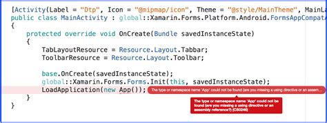 Error The Type Or Namespace Name App Could Not Be Found Are You