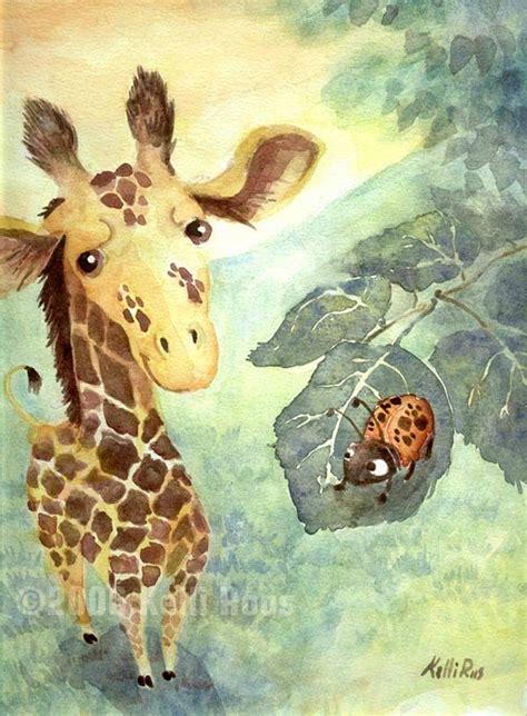 Spotted Friends By Kelliroos On Deviantart Giraffe Illustration