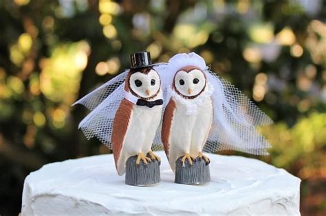 Owl Wedding Cake Topper Bride And Groom Barn Wedding Bird Cake