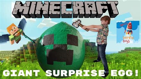 giant minecraft surprise egg we defeated the creeper lots of toy surprise egg