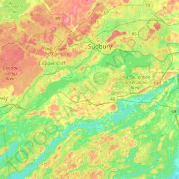 Sudbury topographic map, elevation, terrain