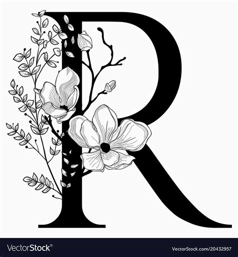 Floral Letter R Svg