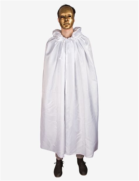 Unisex White Cloak With Hood Venetian Carnival Costume