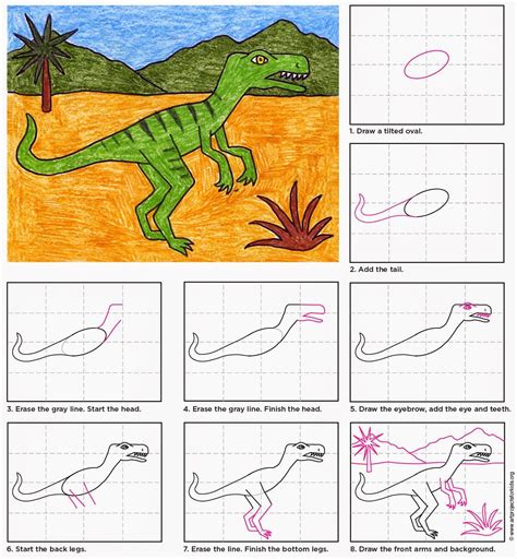 Laten we samen dinosaur tekenen en plezier hebben! How to Draw a Velociraptor | Dinosaurier kunst ...