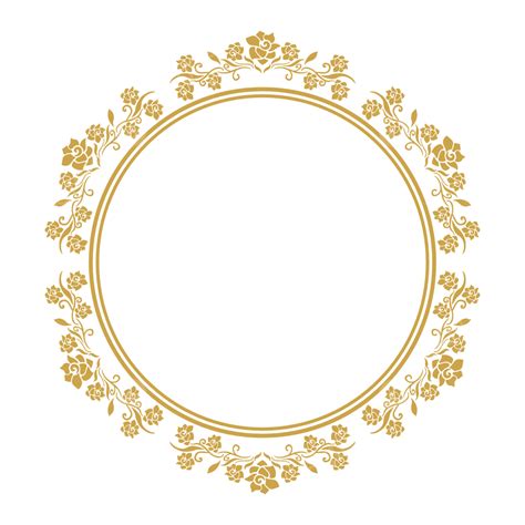 Gambar Bingkai Lingkaran Emas Dengan Ilustrasi Desain Perhiasan Bunga