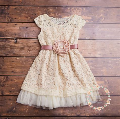 Cream Flower Girl Dress Lace Baby Dress Rustic Flower Girl