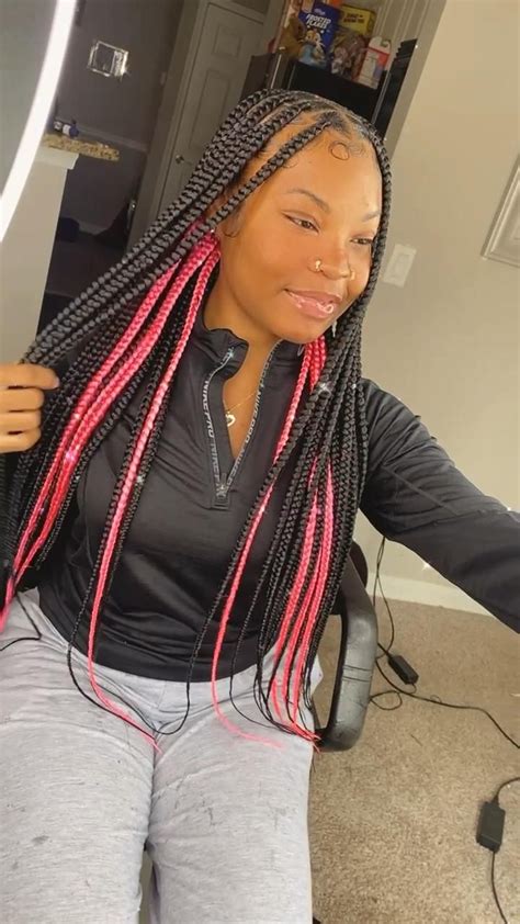 Peek A Boo Knotless 💕 Video Pretty Braided Hairstyles Cute Box Braids Hairstyles Pink And