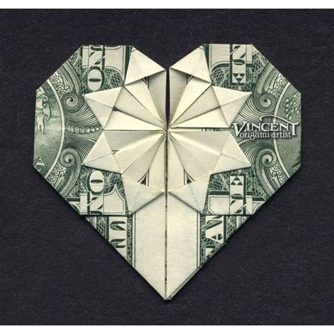 Money Origami Heart Folding Instructions Included Dollar Bill Diagram