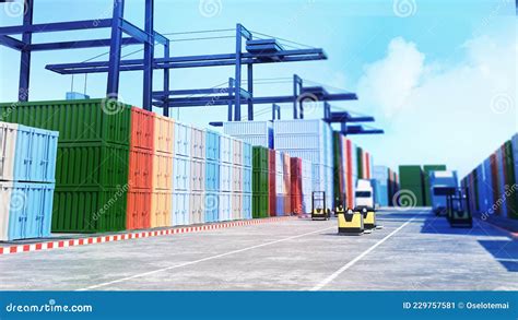 Container Terminals In Port And Container Shippinglarge Cargo Port