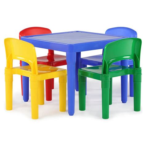 A large selection of kids' chairs and tables to furnish your child's room or look great in any room produced in durable plastic that is lightweight, they're easy for kids to move around and put away by. Tot Tutors Playtime 5-Piece Primary Colors Kids Plastic ...