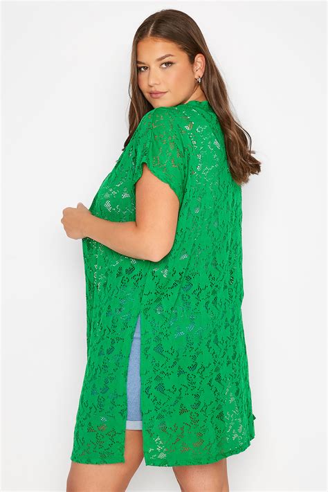 Plus Size Green Pointelle Cardigan Yours Clothing