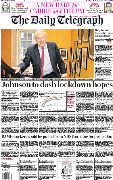 The Daily Telegraph UK Front Page For 30 April 2020 Paperboy Online