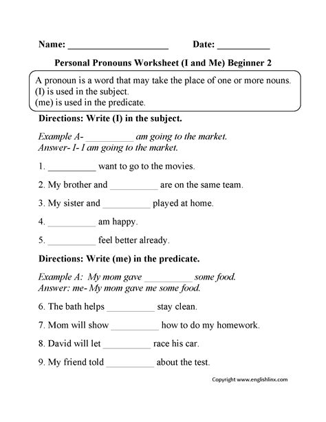 Object Pronouns Worksheet Grade