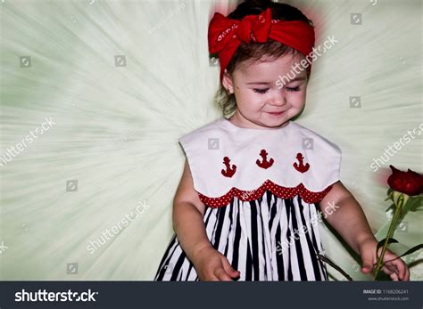 Happy Little Girl Holding Red Rose Stock Photo 1168206241 Shutterstock