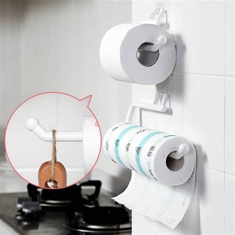 Kitchen Self Adhesive Accessories Under Cabinet Paper Roll Rack Towel