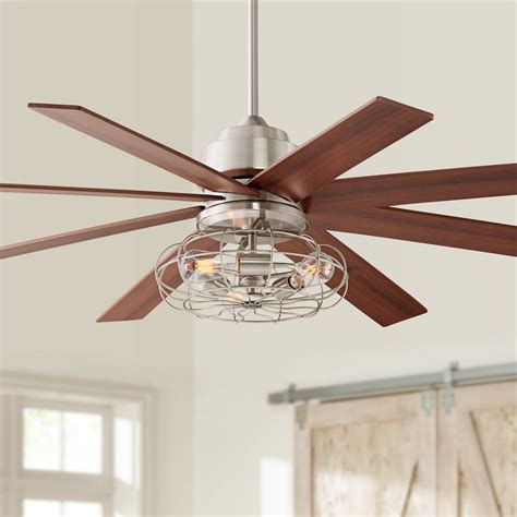 60 Industrial The Strand Ceiling Fan With Light Led Brushed Nickel