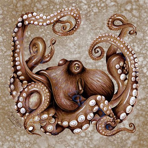 Kraken Octopus Art Canvas Print Original 12 X 12 Sea Creature Etsy Uk