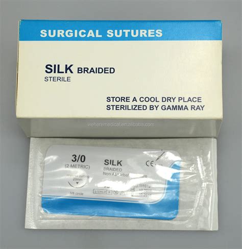 Disposable Medical Non Absorbable Sterile Silk Braided Surgical Suture