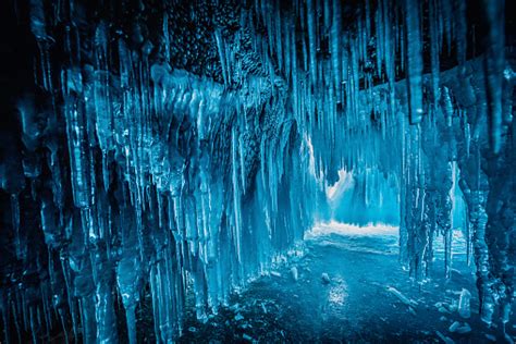 Inside The Blue Ice Cave At Lake Baikal Siberia Eastern Russia Stock
