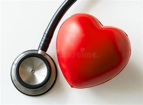 Closeup Of Heart And A Stethoscope Cardiovascular Checkup Concept Stock