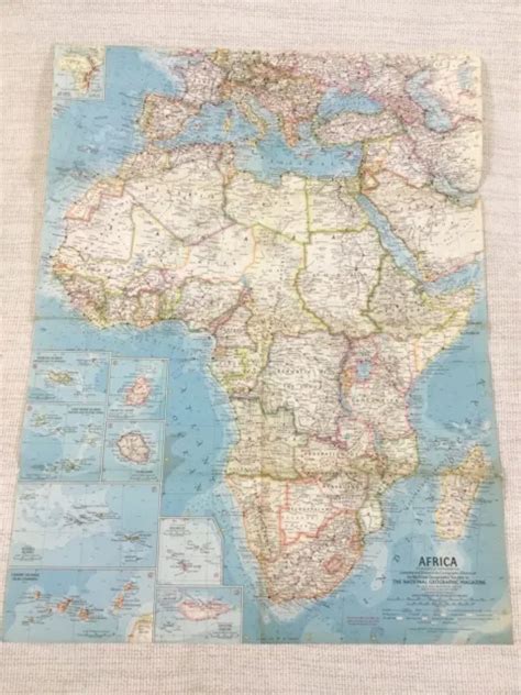 1960 Vintage Map Of Africa The African Continent Original National