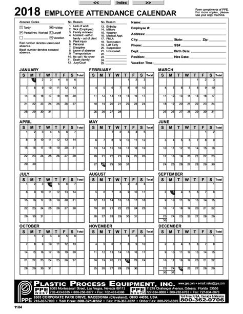Free Printable Employee Attendance Calendars Example Calendar Printable
