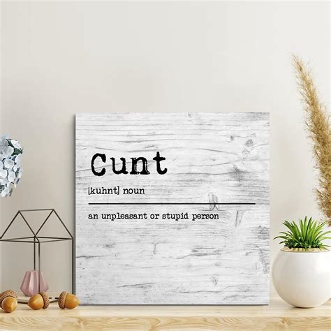 Wood Signs Cunt Definition Typography Wooden Sign Funny