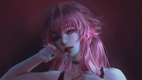 Wallpaper Pink Hair Red Eyes Fantasy Girl 1920x1080 Zerovertex
