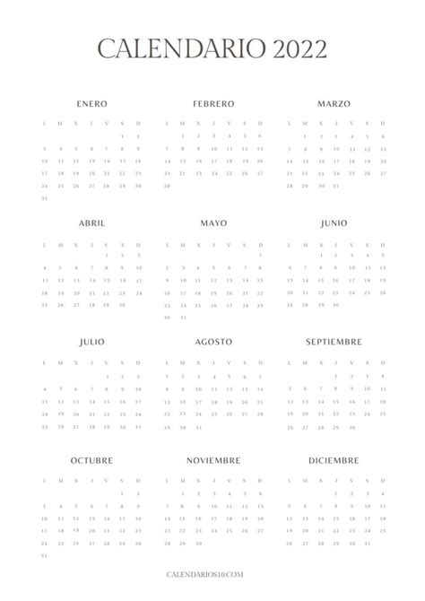 Calendarios 2022 ️ Para Descargar E Imprimir