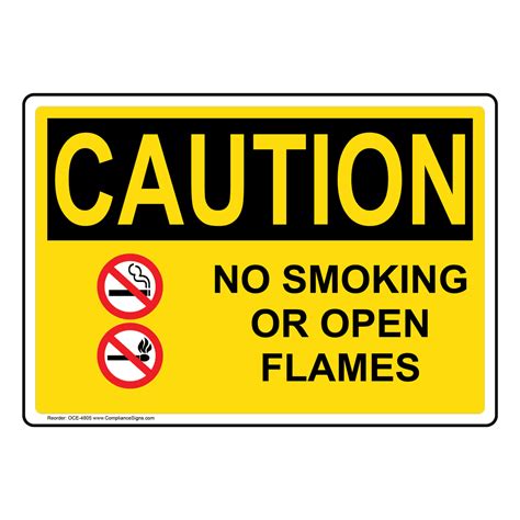 Osha Sign Caution No Smoking Or Open Flames Sign Hazmat