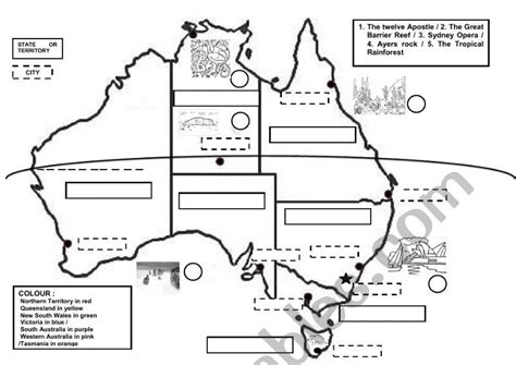 Several maps of continents to choose from. AUSTRALIA MAP - ESL worksheet by hedgehog