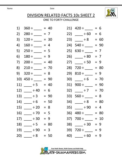 Find free maths worksheets organised by year level and topics. Printable Division Sheets