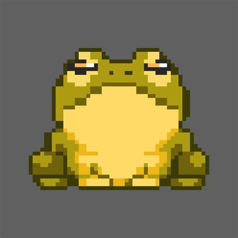 Vector Fat Green Yellow Frog With Slanted Eyes Pixel Art Perfect For