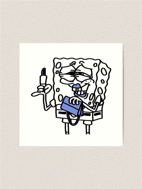 Coral Blue 5 Lipstick Spongebob Art Print By Theemibee Redbubble