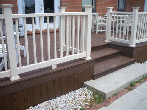 Trex Deck With Almond Vinyl Railing Deck Designs Backyard Porch
