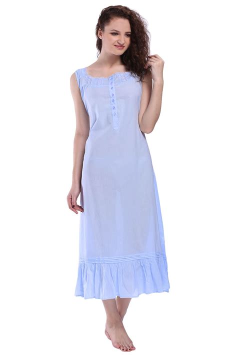 Women S Sleeveless Victorian Style Nightgown Sleepwear Cotton Long Nightdress Ebay