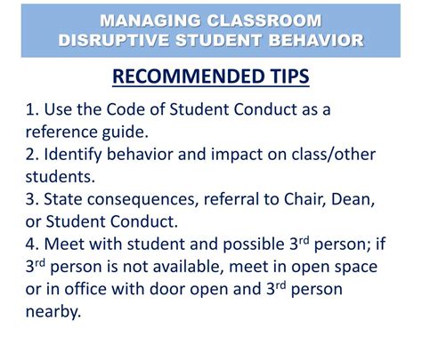 Ppt Managing Classroom Disruptive Student Behavior Powerpoint