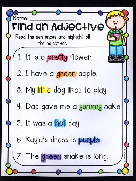 An object can be either a direct object (a noun that receives the action performed by the subject) or an indirect object (a noun that is. Grammar Worksheet Packet - Nouns, Adjectives and Verbs ...