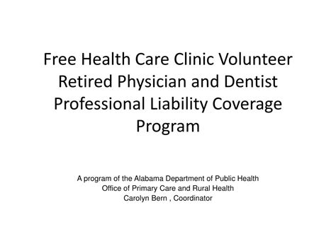 Ppt A Program Of The Alabama Department Of Public Health Office Of Primary Care And Rural