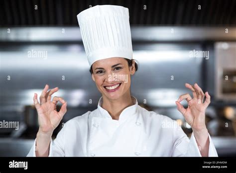 Woman Chef Showing Sign Perfect Hand Hi Res Stock Photography And