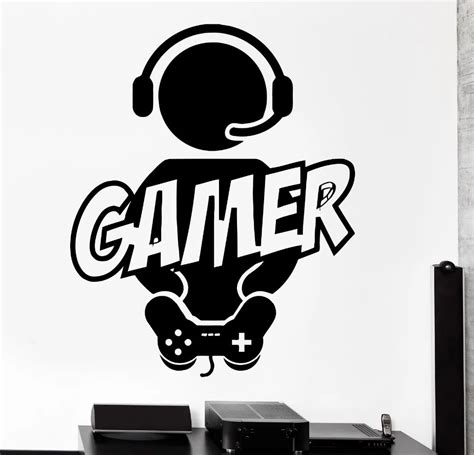 Aliexpress Com Buy Babe Gamer Vinyl Wall Decal Gamer Play Room Video Games Joystick Fun Mural