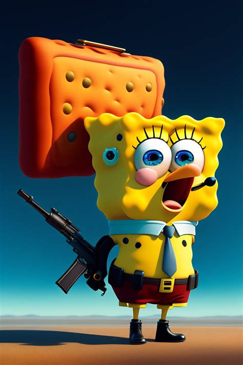 Lexica Spongebob Pointing A Gun At Patrick