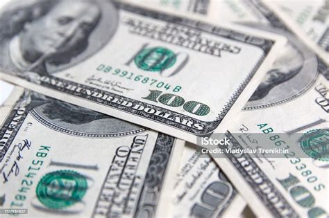 Texture Us Dollars Background Of One Hundred Dollar Bills Stock Photo
