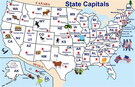 States And Capitals Map Printable