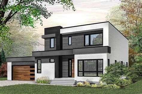 Two Story Frame House With A Flat Roof In A Modern Stylehitech House