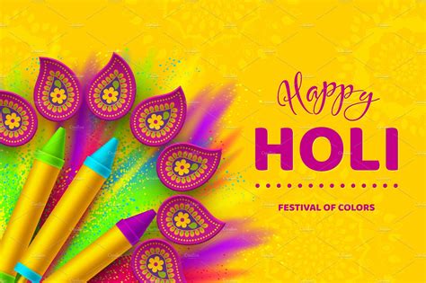 Happy Holi Colorful Banner For Custom Designed Graphic Objects