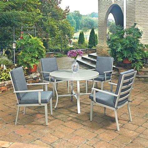 HOMESTYLES South Beach Grey 5-Piece Outdoor Dining Set with Gray ...