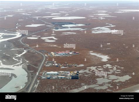 Aerial View Of Prudhoe Bay United States Alaska Arctic National