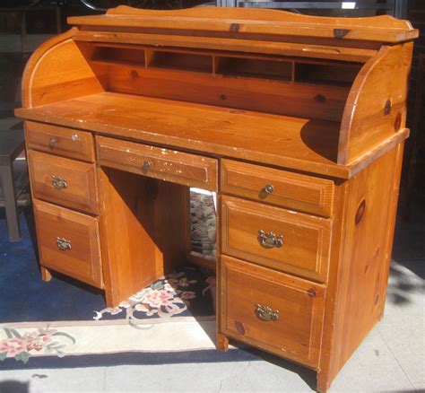 Uhuru Furniture And Collectibles Sold Pine Roll Top Desk 60