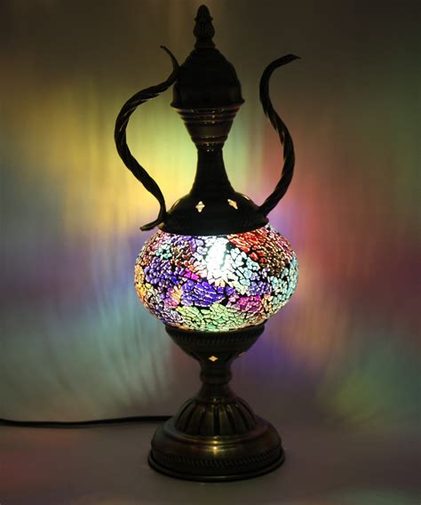 Turkish Mosaic Medium Teapot Table Lamp Cracked Rainbow 37cm